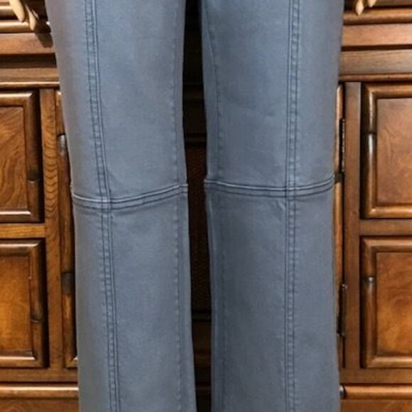 NWOT Peace Love World Dusty Blue Front Slit Top Stitch Seamed Stretch Jean - Picture 6 of 13
